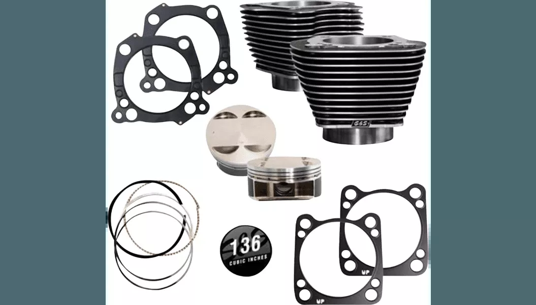 S&S Cycle 136" Big Bore Kit with 4.625" Stroke for '17-23 Harley Davidson Touring Models (Excludes VVT) Wrinkle Black w/Highlighted Fins