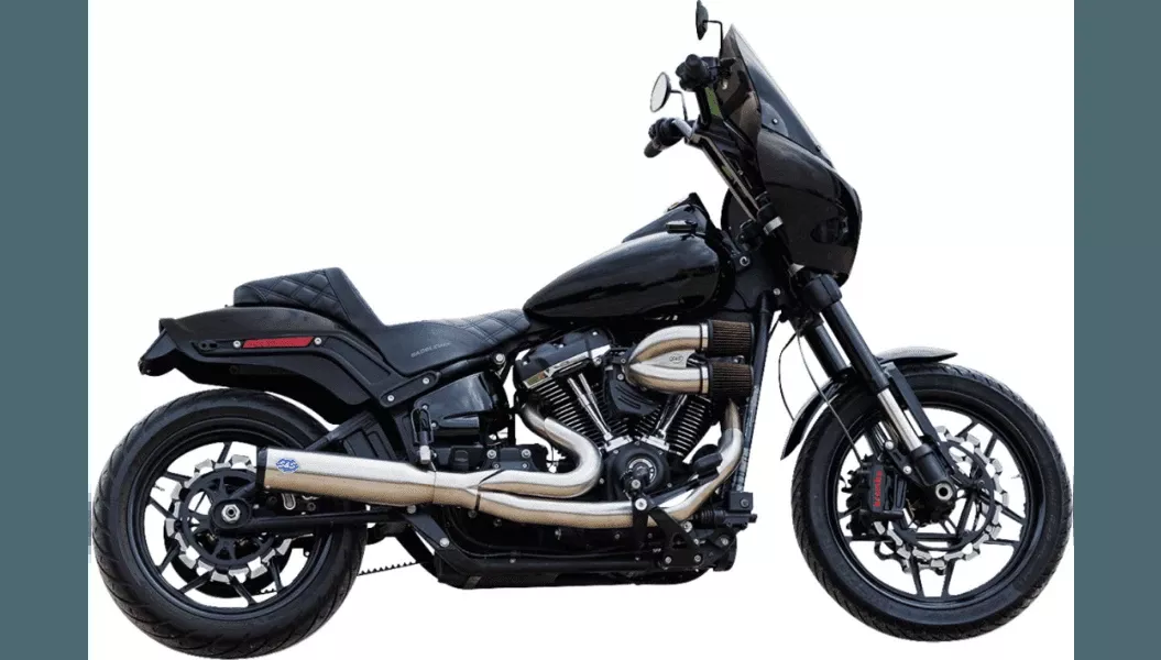 S&S Cycle 2-into-1 Qualifier Exhaust System for '18-Up Harley Davidson Softail Models - Brushed Stainless