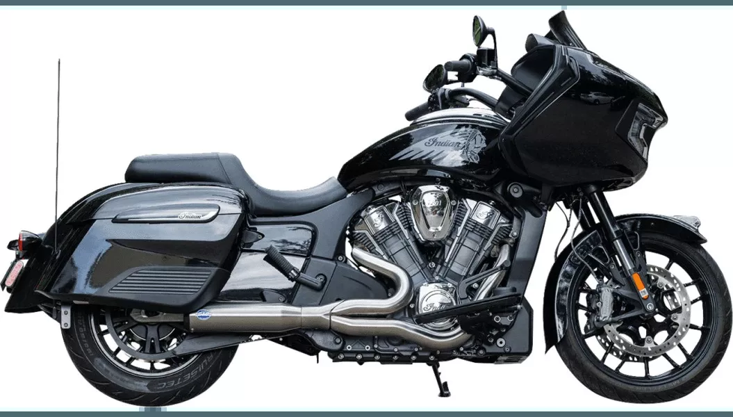 S&S Cycle 2-into-1 Qualifier Exhaust System for '20-Up Indian Challenger/Pursuit Models - Brushed Stainless Steel (50 State Emission Compliant)