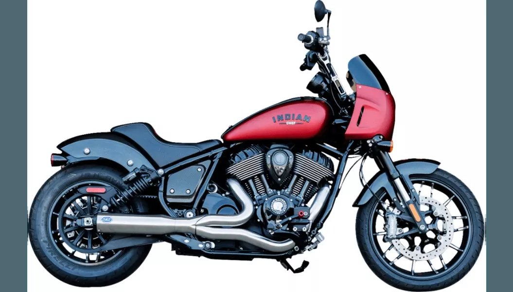 S&S Cycle 2 into 1 Stainless Qualifier Exhaust System for '22-Up Indian Chief Models (Select 49 State or Race Exhaust)