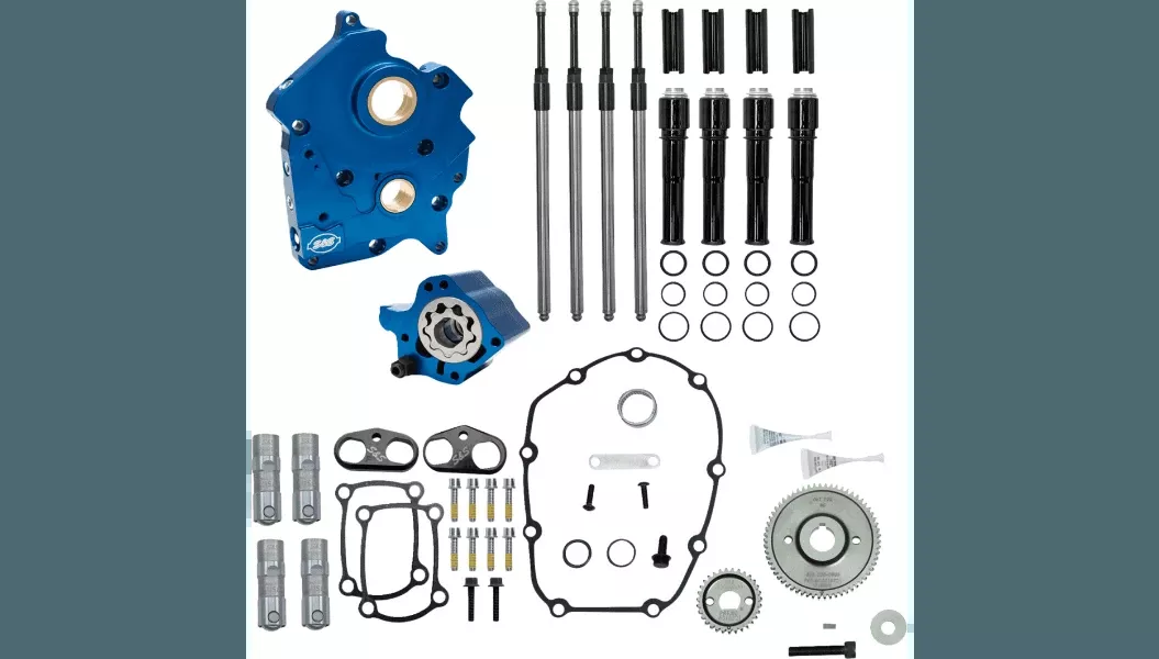 S&S Cycle Cam Chest Kit (without Cams) for 17-Up Harley Davidson Water Cooled Gear Drive M8 Touring - Black Pushrods