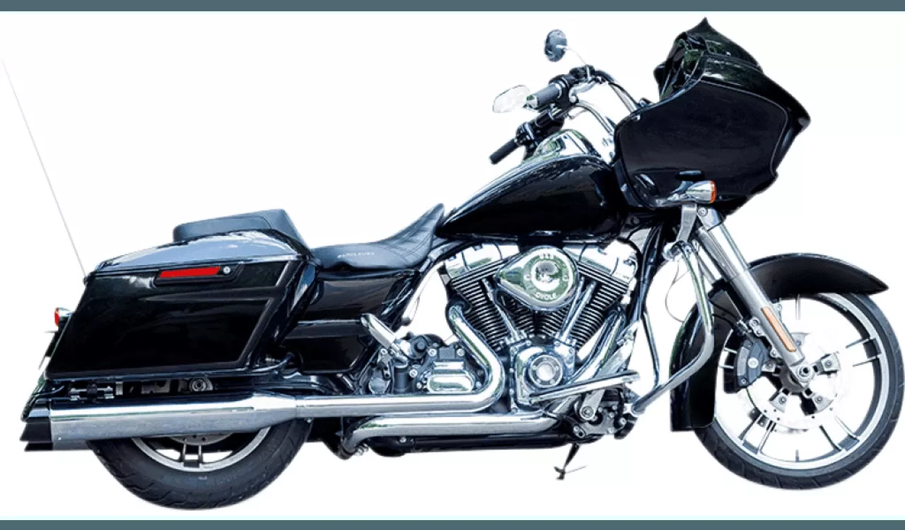 S&S Cycle MK45 Slip On Mufflers with Black Cutlass End Caps for '95-16 Harley Davidson Touring Models - Chrome