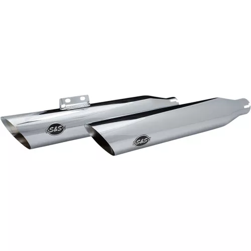 S&S Slash-Cut Slip-On Mufflers for 2018-2022 Harley Softail Models - Chrome