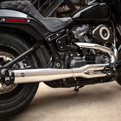 S&S SuperStreet 2-1 Race Only Exhaust for 2018-2022 Harley Softail - Chrome