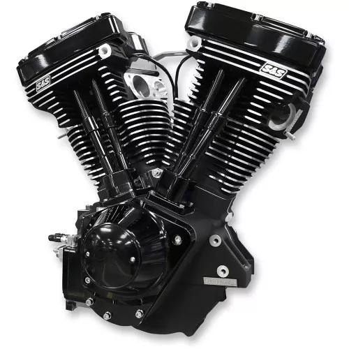 S&S V111 Long Block Engine for 1970-1999 Harley Big Twin - Gloss Black