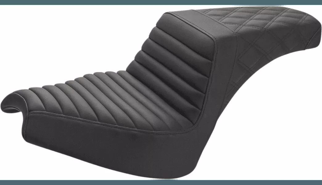 Saddleman Step Up Seat for '21-Up Indian Chief Models - Front Tuck-n'-Roll/Rear Lattice Black