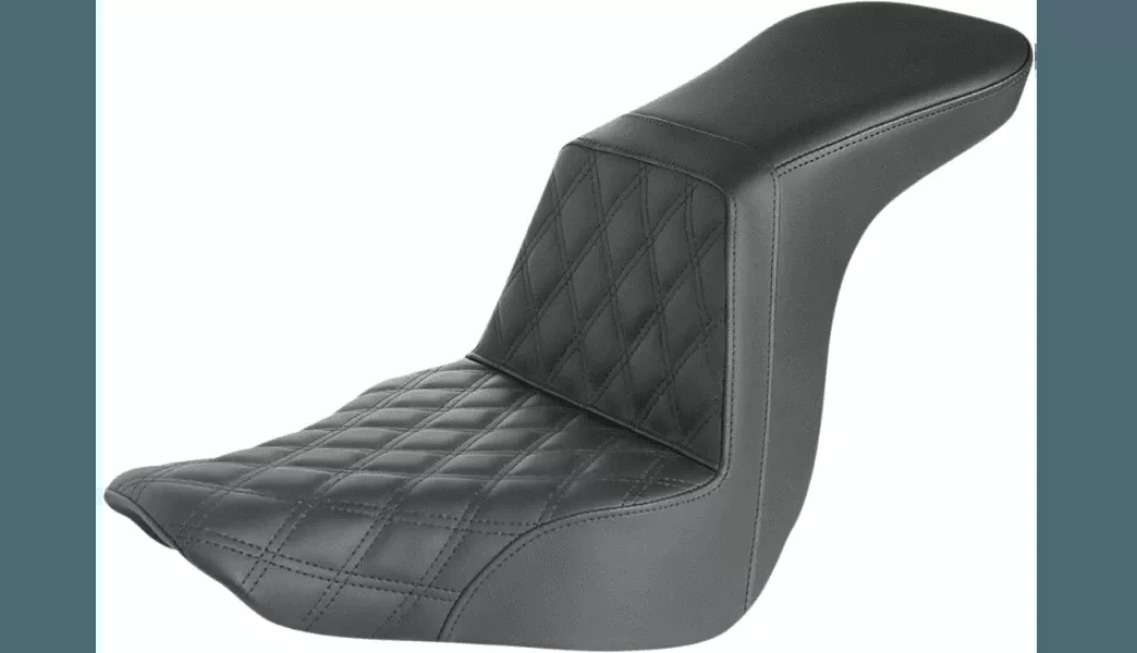 Saddleman Tour Step Seat for '18-Up Harley Davidson Sport Glide and Lowrider - Front Lattice Stitch