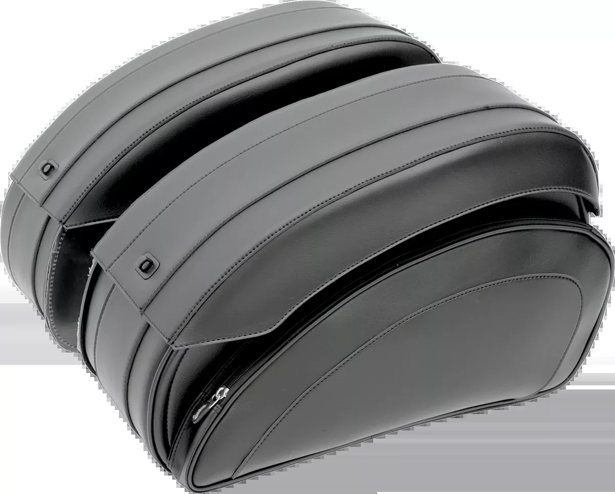Saddlemen Black Leather Zipper Twist-lock Deluxe Saddlebags Harley FXST FXR FXD