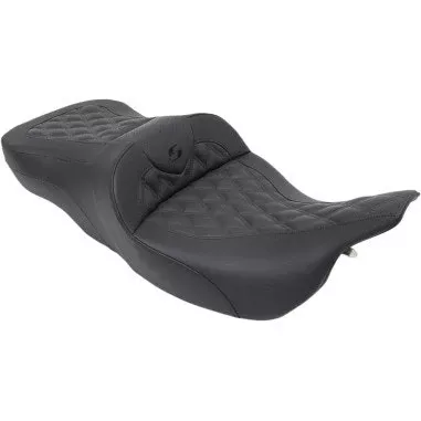 Saddlemen Black Road Sofa LS Diamond Stitch Seat Harley 97-07 FLHT FLHT FLT