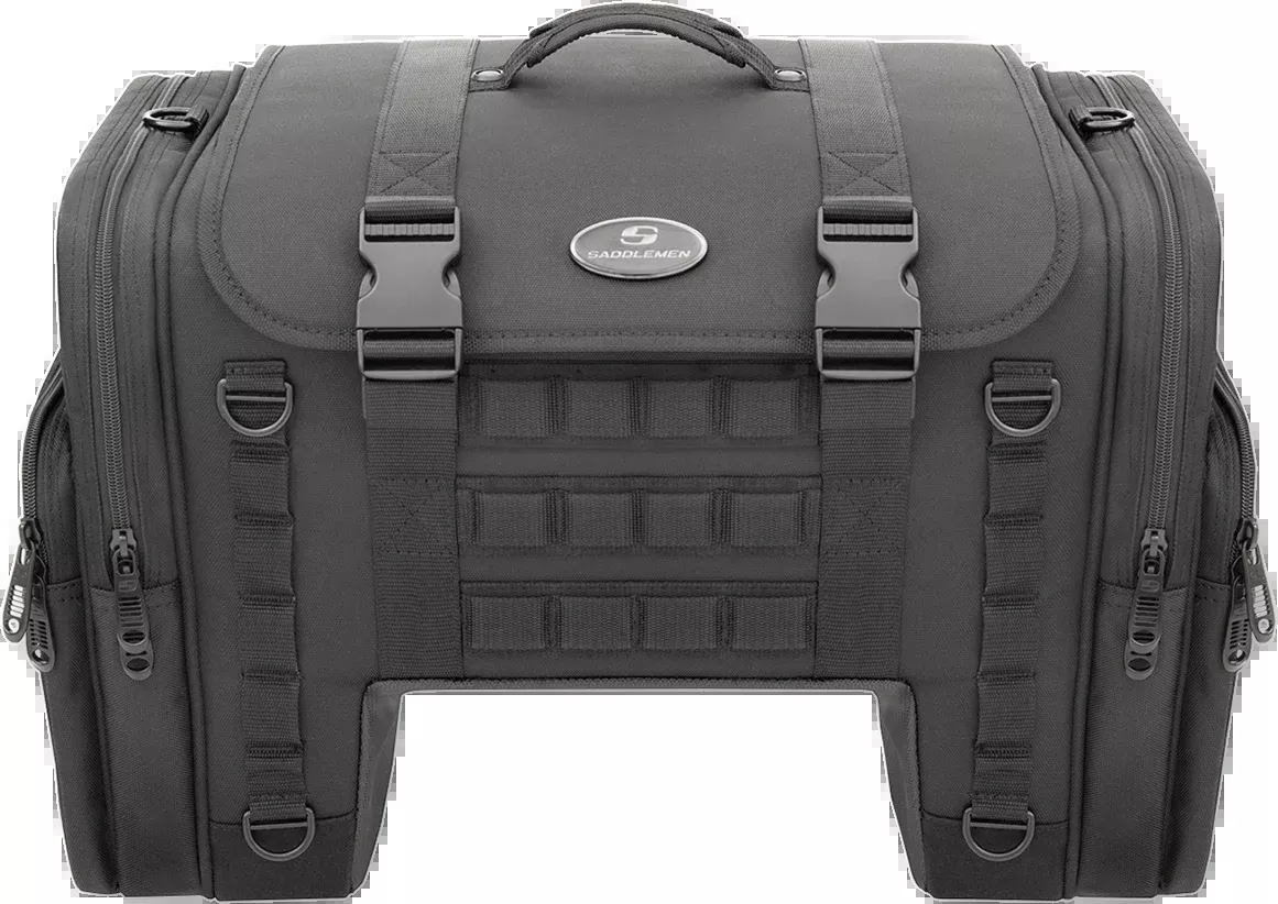 Saddlemen Black Textile Tactical Deluxe Cruiser Tail Bag for Harley Touring