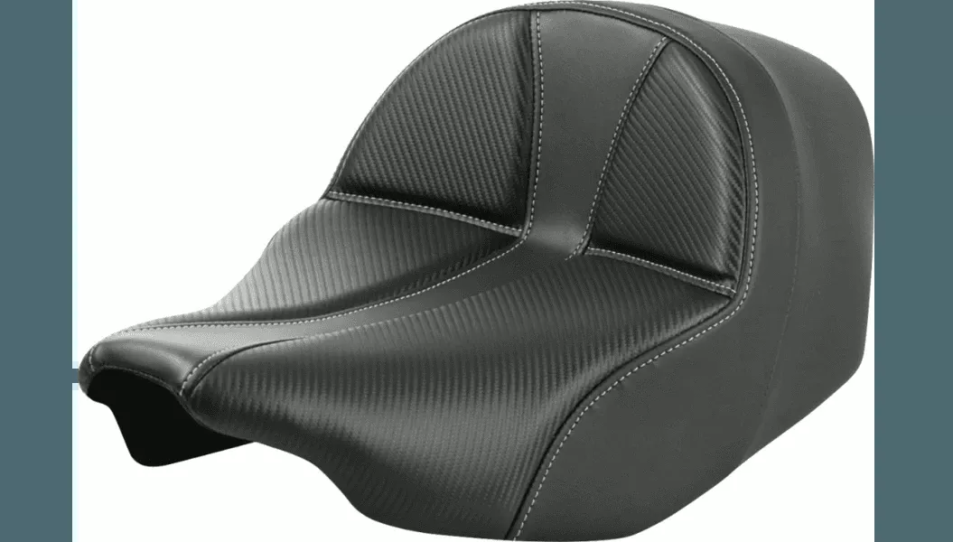 Saddlemen Dominator Solo Seat for '24-Up Harley Davidson Street Glide FLHX and Road Glide FLTR and '23-24 CVO FLHXSE, CVO FLTRSE Models - Carbon Fiber w/ Silver Stitch