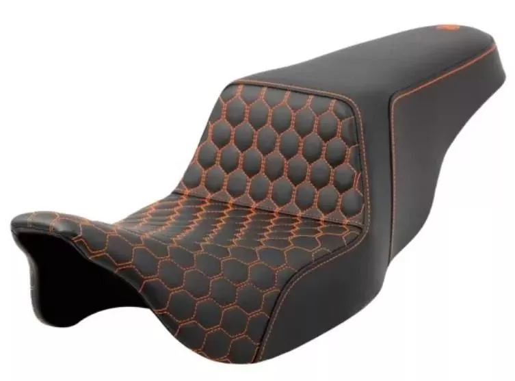Saddlemen Extended Reach Honeycomb Step Up Seat for '08-Up Harley Davidson Touring Models - Red Stitching (Not for '24-Up FLHX/FLTR Models)