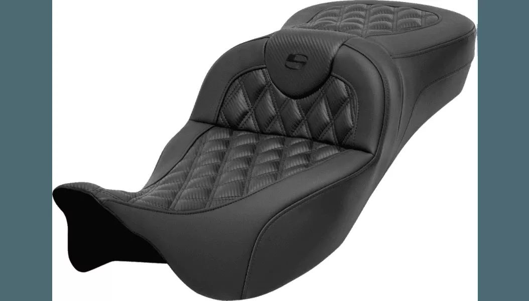 Saddlemen Extended Reach Roadsofa Seat for '08-25* Harley Davidson Touring Models - Carbon Fiber/ Lattice Stitch - Select Stitching Color (Not for '24-Up FLHX/FLTR Models or '23-Up CVO)