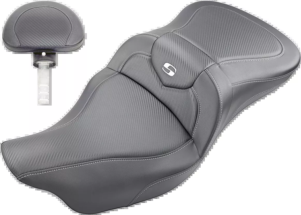 Saddlemen Extended Reach Roadsofa™ Seat - Carbon Fiber - Backrest - FL '08-'24 - 808-07B-186BR
