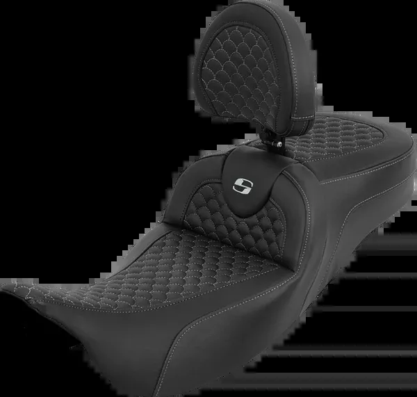 Saddlemen Extended Reach Roadsofa™ Seat - Dragon Scale - Silver Stitch - With Backrest - Touring '08-'25