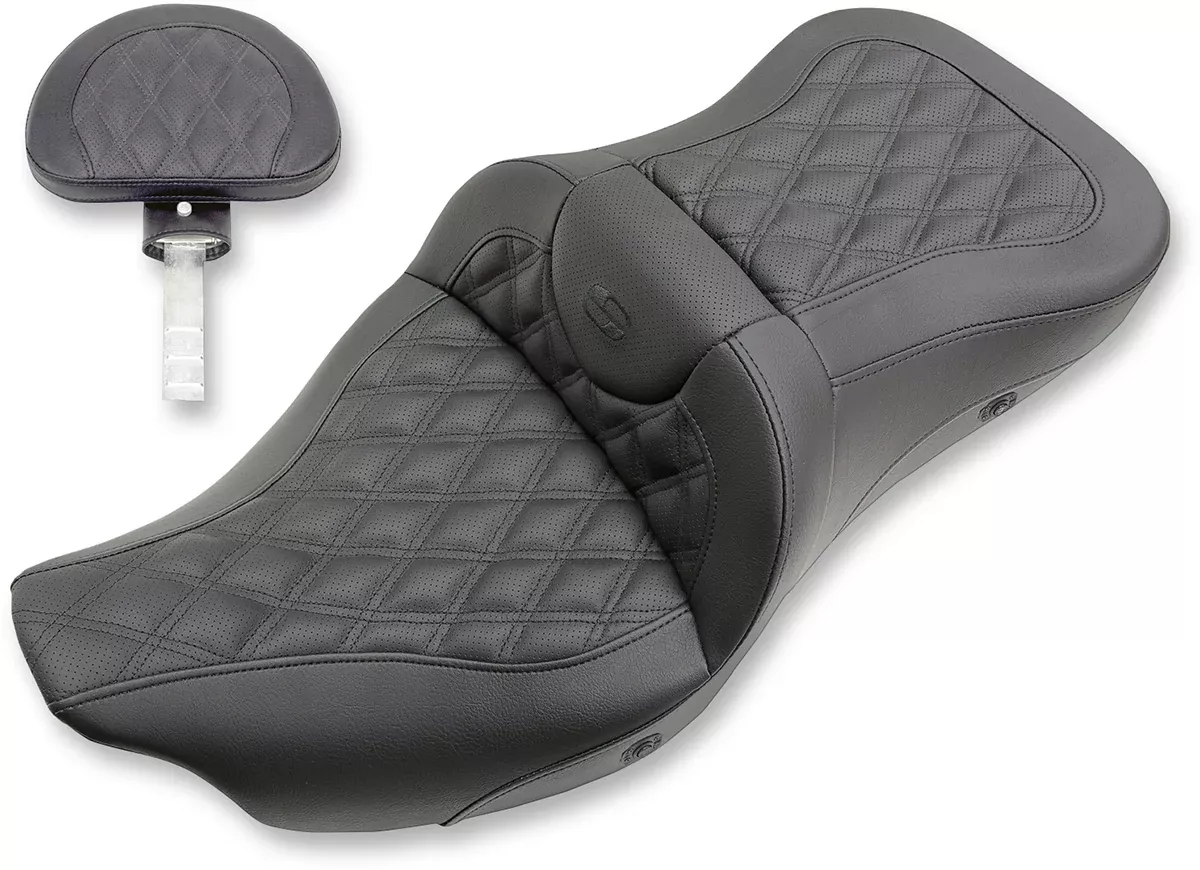 Saddlemen Extended Reach Roadsofa™ Seat - Lattice Stitched - Backrest - Heated - FL '08-'24