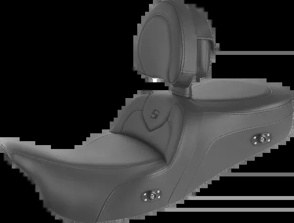 Saddlemen Heated RoadSofa™ Seat - With Backrest - Black W/ Black Stitching - FL' 09-'24