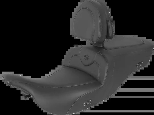 Saddlemen Heated RoadSofa™ Seat - With Backrest - Black W/Black Stitching