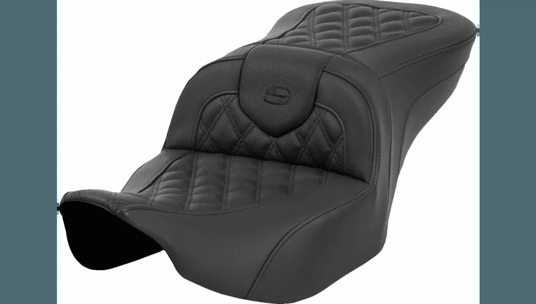 Saddlemen Heated Roadsofa Seat without Backrest for '24-Up Harley Davidson Street Glide and Road Glide Models and '23-24 CVO FLHXSE, CVO FLTRSE Models - Lattice Stitch