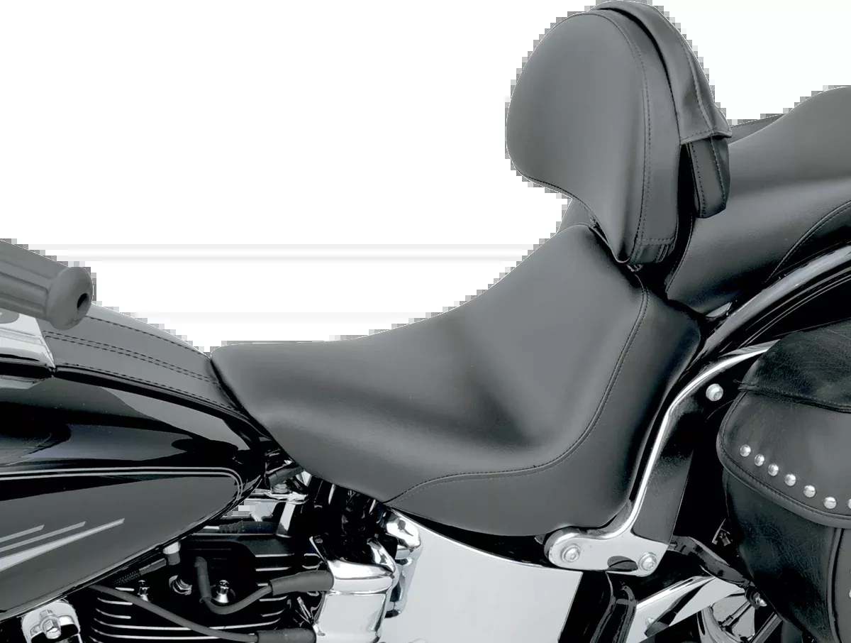 Saddlemen Heels Down Solo Seat - With Backrest - Plain - Black - FXST - 806-12-0041