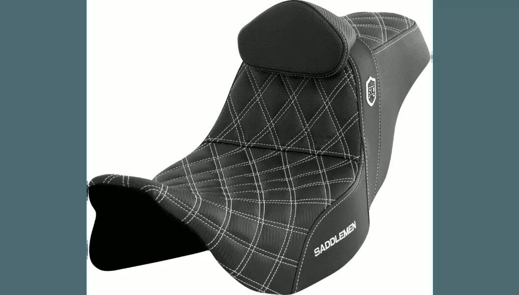 Saddlemen Pro Series SDC Performance Grip Seat for '08-Up Harley Davidson Touring (Not for '24-Up FLHX/FLTR Models) White Stitching