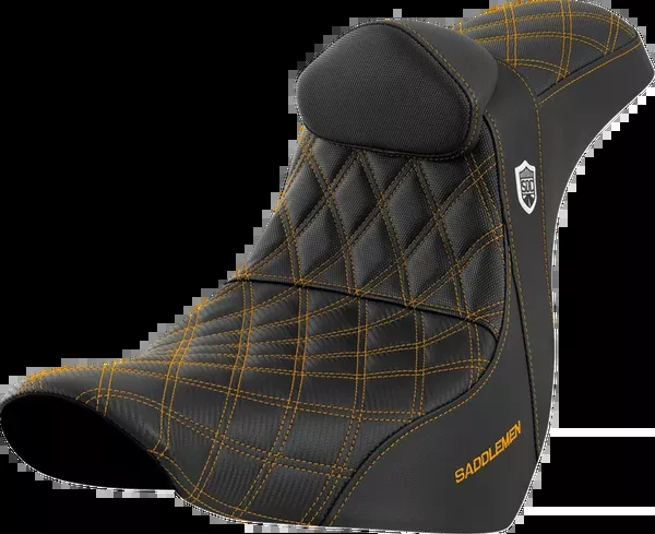 Saddlemen Pro Series SDC Performance Seat - W/ Backrest - Gold Stitch - FL/FX '18-'23