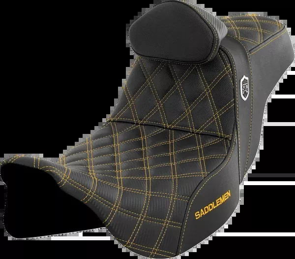 Saddlemen Pro Series SDC Performance Seat - W/ Backrest - Gold Stitch - FLH/FLT '08-'25