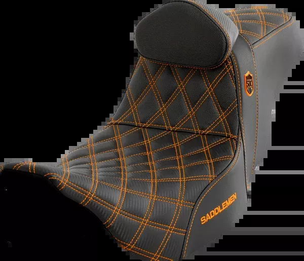 Saddlemen Pro Series SDC Performance Seat – W/ Backrest – Orange Stitch – FLH/FLT ’08-’25
