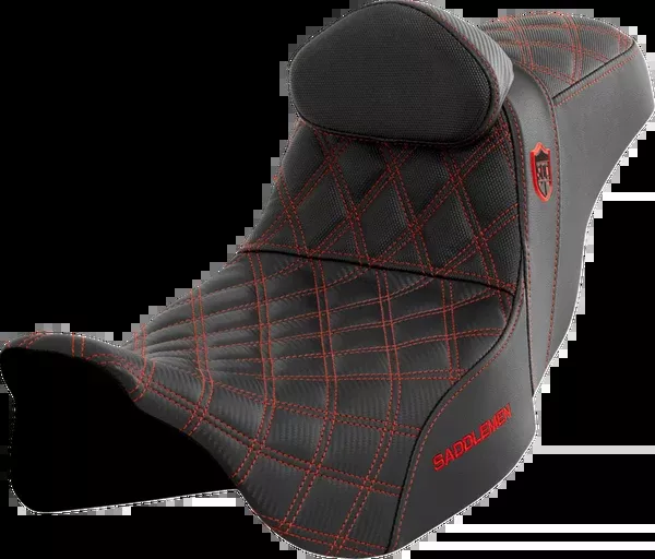 Saddlemen Pro Series SDC Performance Seat - W/ Backrest - Red Stitch - FLH/FLT '08-'23