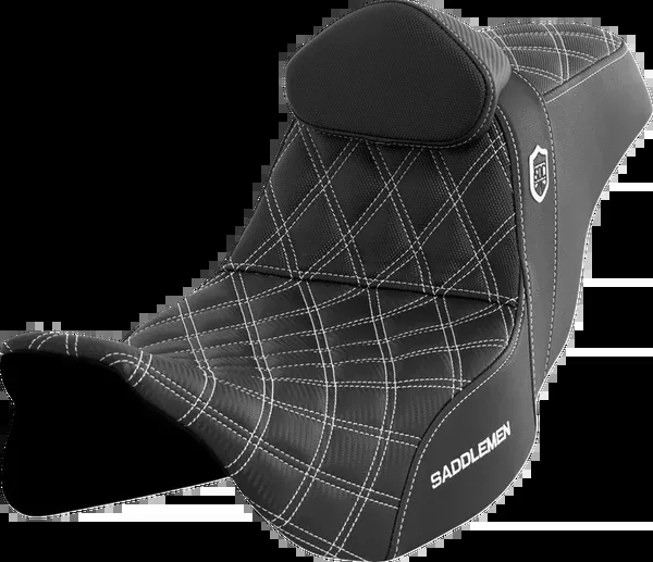 Saddlemen Pro Series SDC Performance Seat - W/ Backrest - White Stitch - FLH/FLT '08-'23