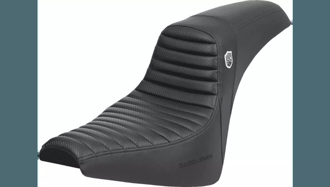Saddlemen Pro Series SDC Performance Seat w/o Backrest for '18-Up Harley Davidson Softail Standard FXST and Street Bob FXBB Models - Tuck-n-Roll/Carbon Fiber