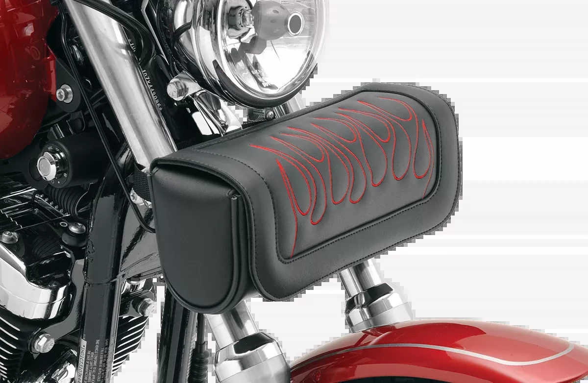 Saddlemen Red Flame Highwaymen Tattoo Front Fork Tool Pouch Bag for Harley
