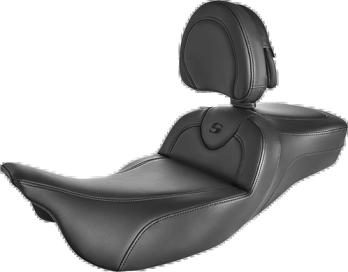 Saddlemen Roadsofa™ Extended Reach Seat - Black/Black Stitching - W/ Backrest - FL '08-'24