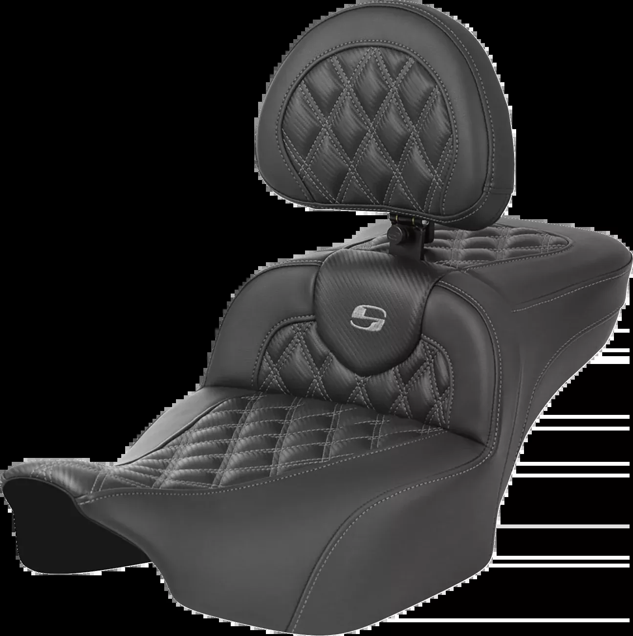 Saddlemen Roadsofa™ Extended Reach Seat - Without Backrest - Lattice Stitch - Gray Stitch - FLTR/FLHX '23-'24