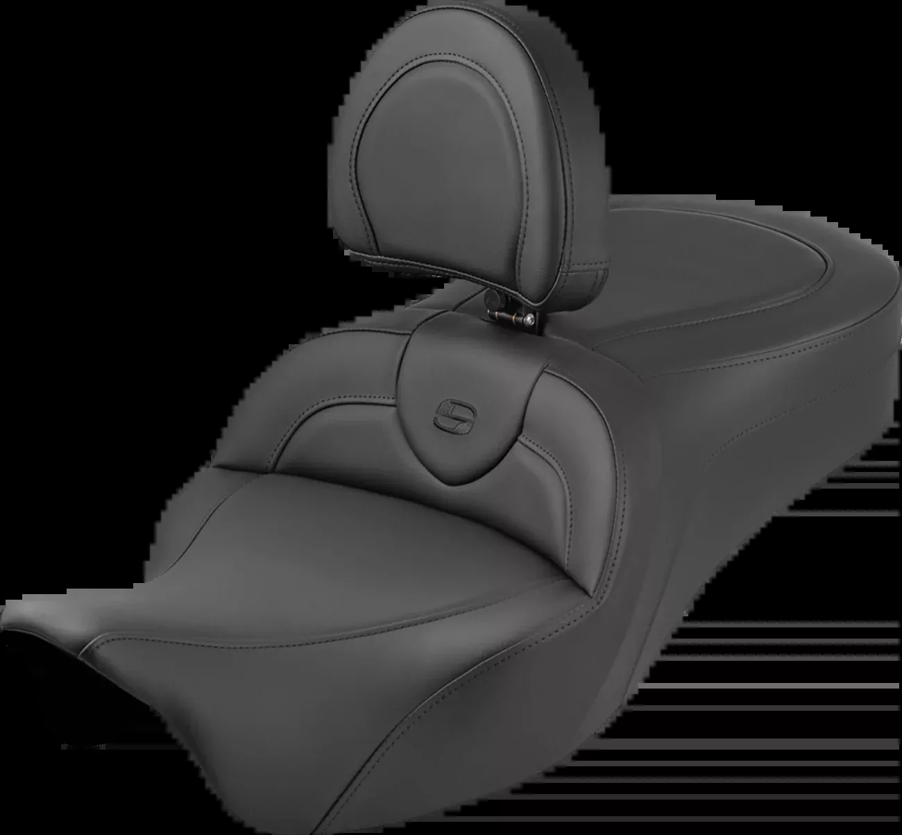 Saddlemen Roadsofa™ King Seat - With Backrest - Plain - Black Stitch - FLH/FLT '08-'25 - 808-07B-187SBR