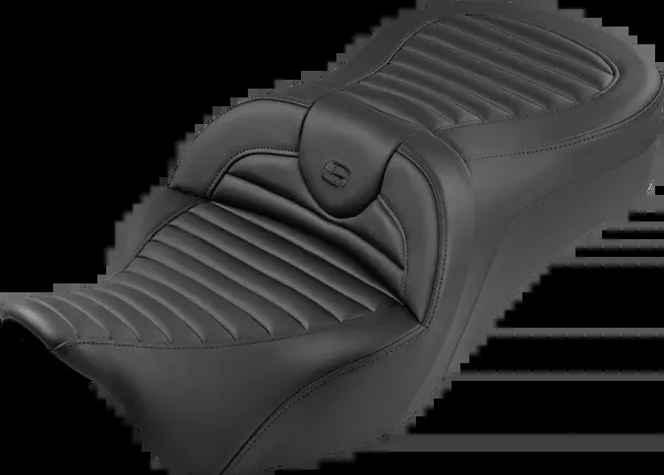 Saddlemen Roadsofa™ King Seat - Without Backrest - Tuck-n-Roll - Black Stitch - FLH/FLT '08-'25 - 808-07B-202S00