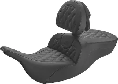 Saddlemen Roadsofa™ Lattice Stitched Seat - w/ Driver Backrest - Black - 897-07-182BR
