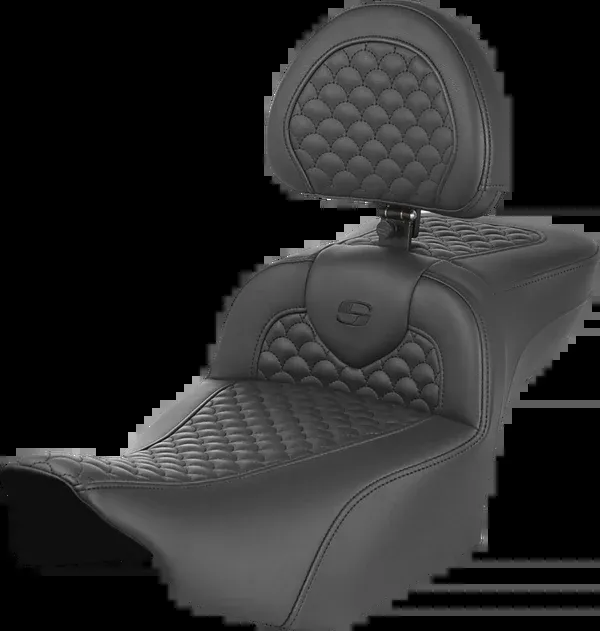 Saddlemen Roadsofa™ Seat - Dragon Scale Stitch - W/ Backrest - Extended Reach - FLTR/FLHX '23-'25