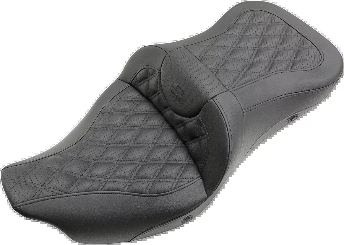 Saddlemen Roadsofa™ Seat - Heated - Full Lattice Stitch - without Backrest - Black - FL '09-'24 - 808-07B-182THC