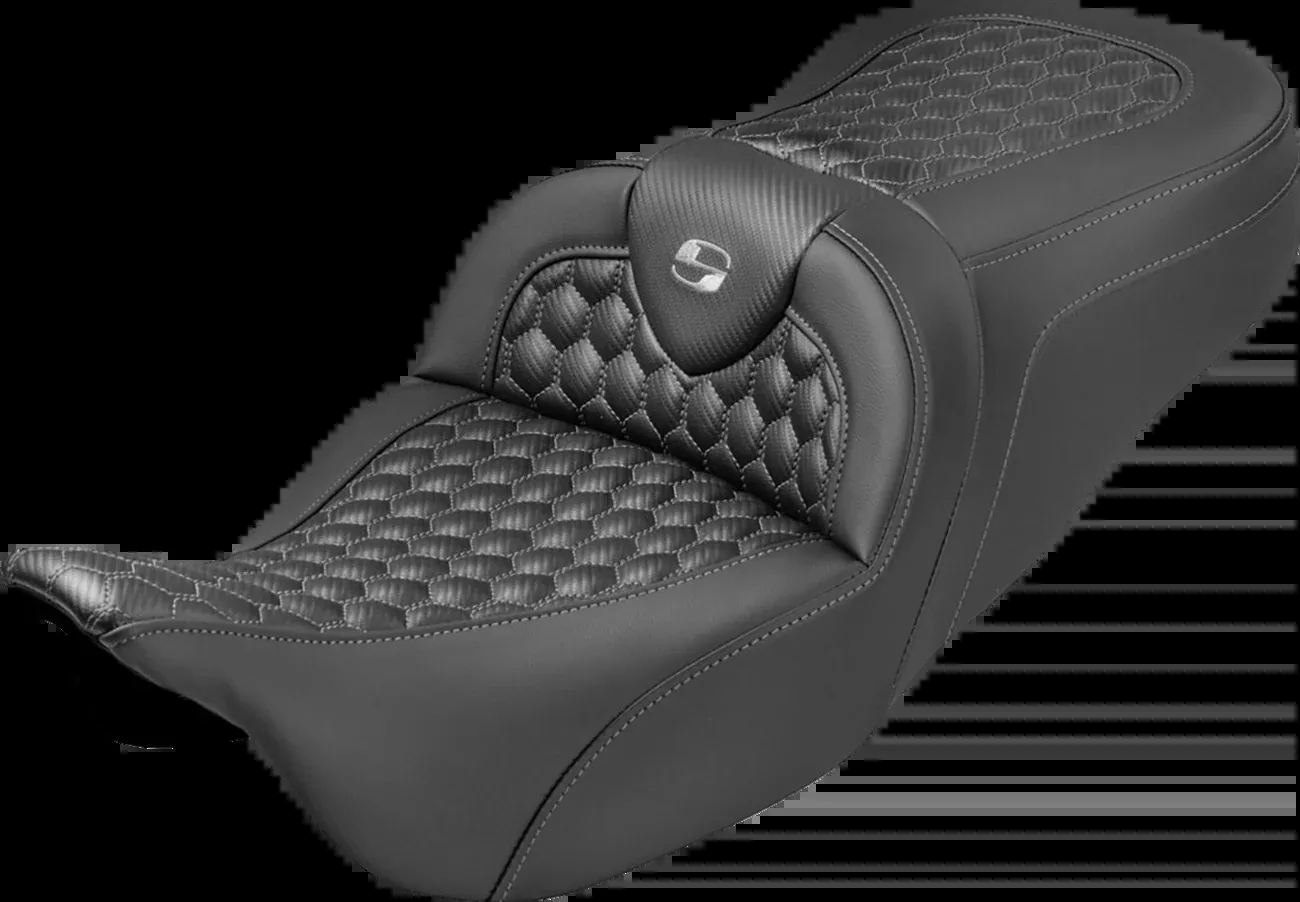 Saddlemen Roadsofa™ Seat - Honeycomb Stitch - Gray Stitch - No Backrest - FLH/FLT '08-'25 - 808-07B-18902