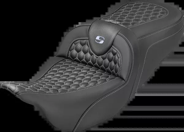 Saddlemen Roadsofa™ Seat - Honeycomb Stitch - Silver Stitch - No Backrest - FLH/FLT '08-'25 - 808-07B-18905