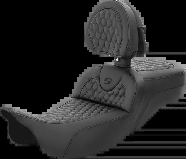 Saddlemen RoadSofa™ Seat - Honeycomb - With Backrest - Extended Reach - FL '08-'24