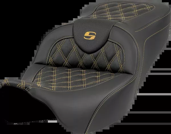 Saddlemen Roadsofa™ Seat - Lattice Stitch - Gold Stitch - W/O Backrest - FL '08-'23