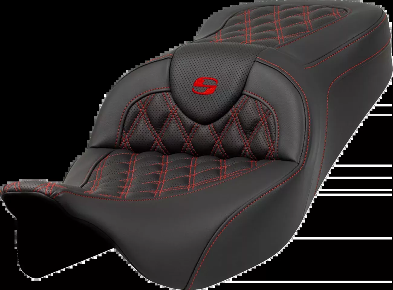 Saddlemen Roadsofa™ Seat - Lattice Stitch - Red Stitch - Without Backrest - FLH/FLT '08-'23