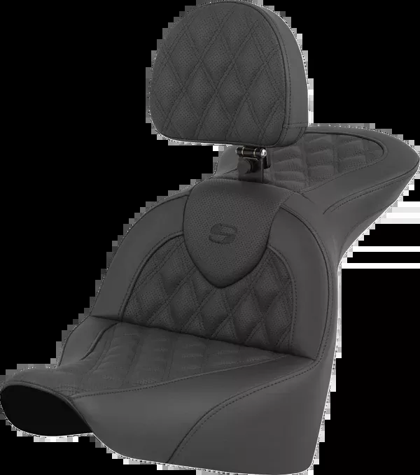 Saddlemen RoadSofa™ Seat - Lattice Stitch - With Driver Backrest - FLFB/FXBR '18-'24