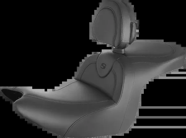 Saddlemen RoadSofa™ Seat - With Backrest - Black/Black Stitching - GL1800 '18-'24