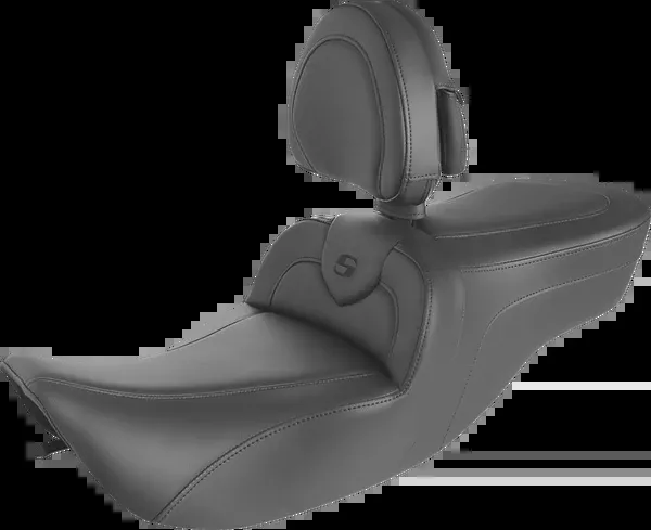 Saddlemen RoadSofa™ Seat – With Backrest – Black W/ Black Stitching – FLH ’97-’07