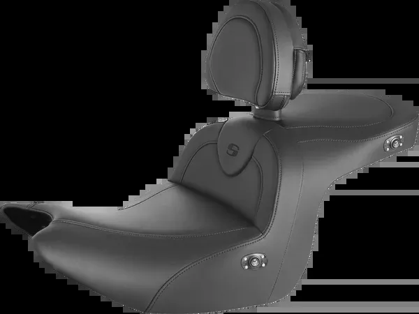 Saddlemen RoadSofa™ Seat - With Backrest - Black W/ Black Stitching - Heated - GL1800 '18-'24
