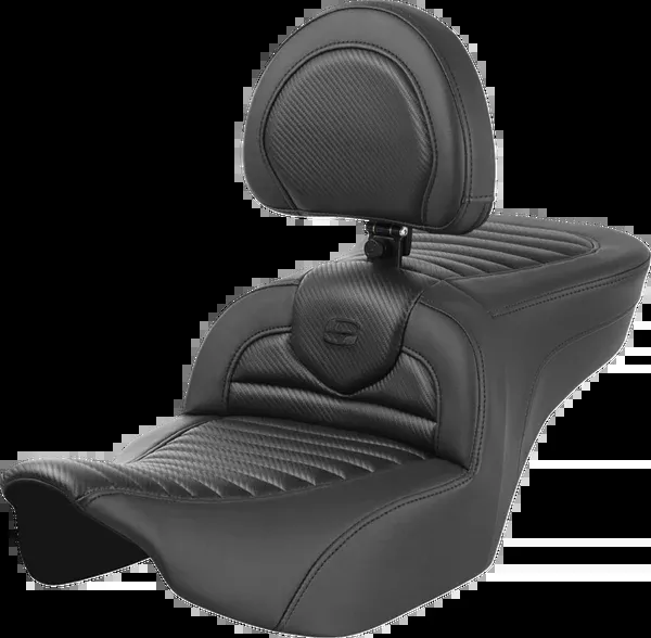 Saddlemen Roadsofa™ Seat - With Backrest - Tuck-N-Roll - Carbon Fiber - FLTR/FLHX '23-'24