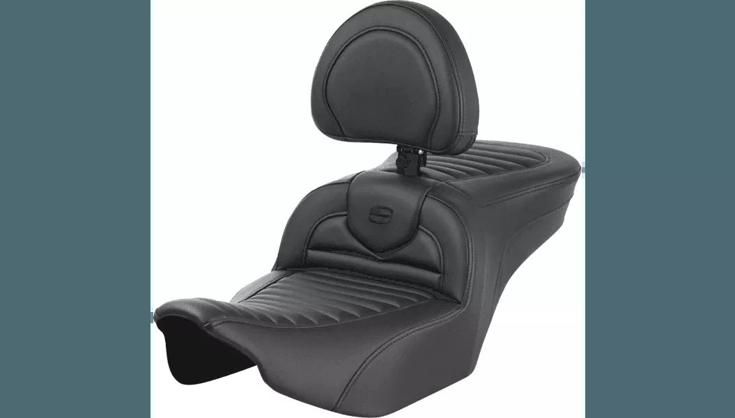 Saddlemen Roadsofa Seat with Driver Backrest for '24-Up Harley Davidson Street Glide and Road Glide & '23-24 CVO Street Glide, CVO Road Glide - Tuck n Roll